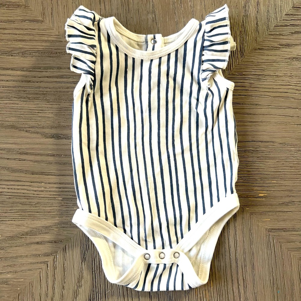 Pehr Baby Girls Striped Ruffle Onesie